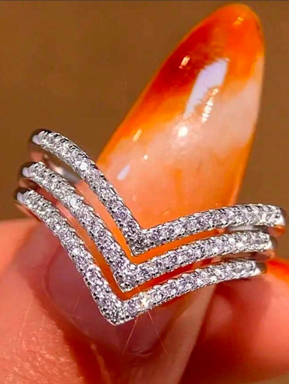 $8 Each Or Bundle 5/$20 Sterling Silver Chevron Pavé Ring